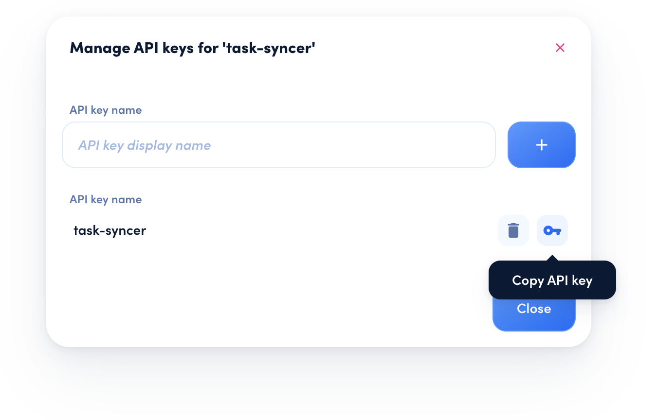 Step 3: Create an API key and copy it