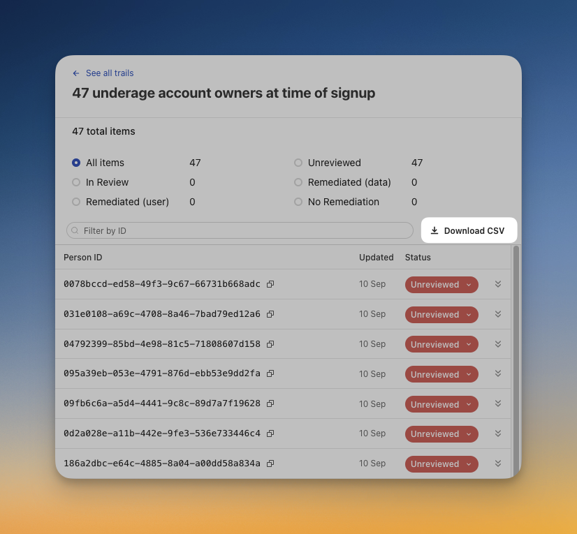 The CVS download button