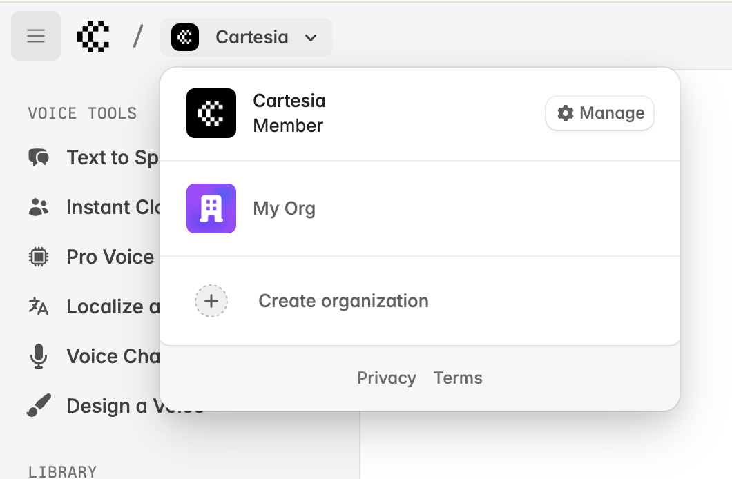 Create organization