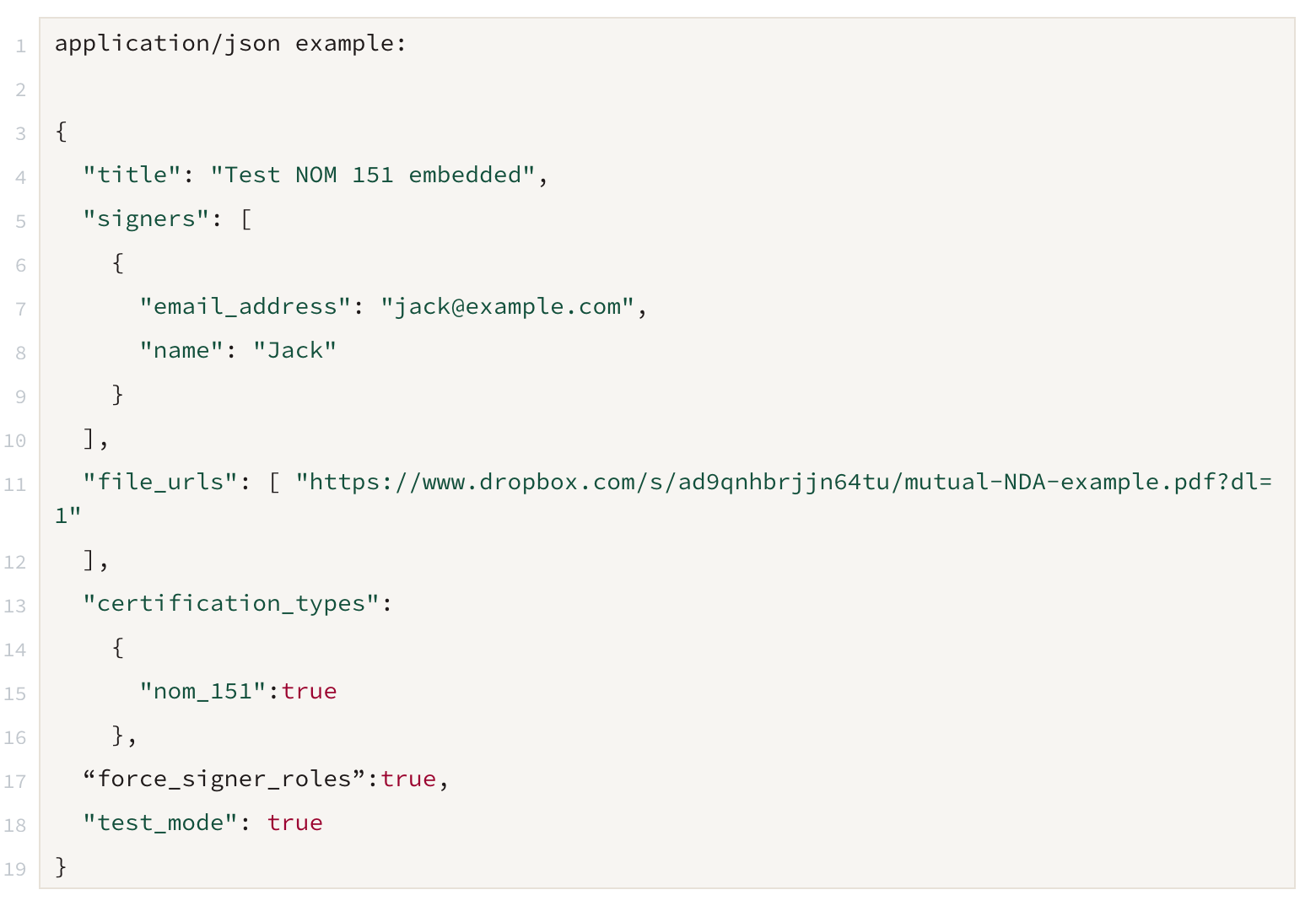 Image of application/json code example