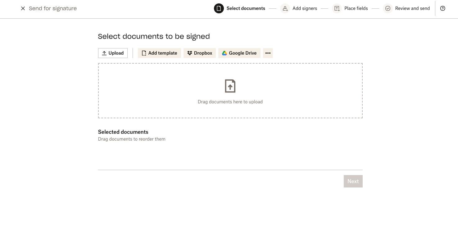 Image of Send for Signature page