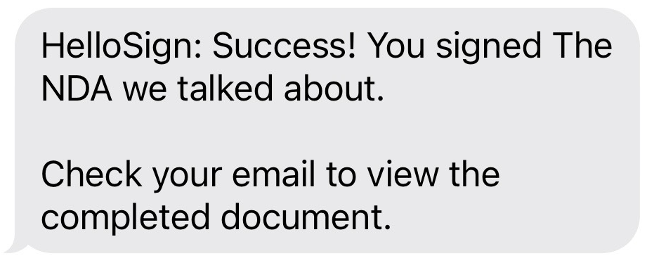 SMS delivery signature request complete text.