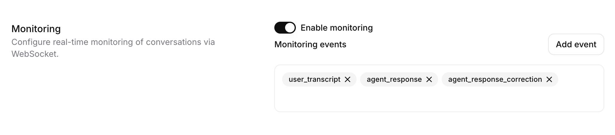 Monitoring toggle in agent settings