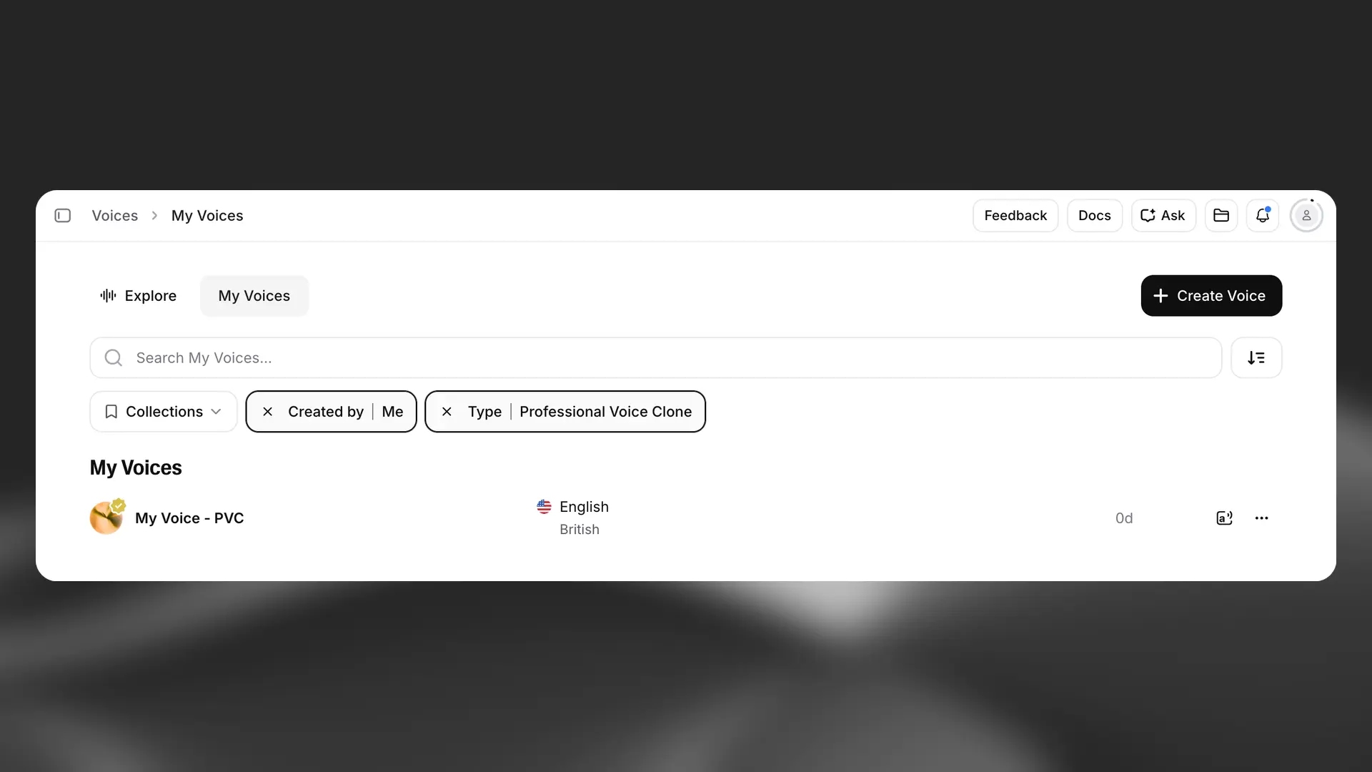 Professional voice cloning feature