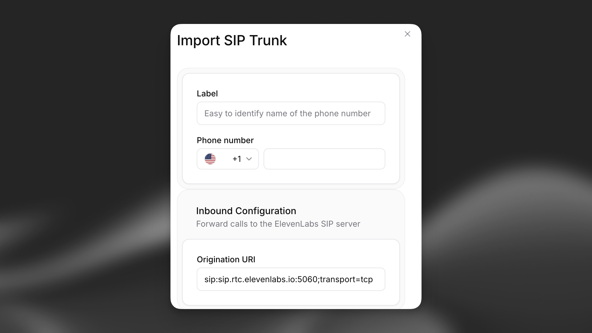 SIP trunk inbound configuration