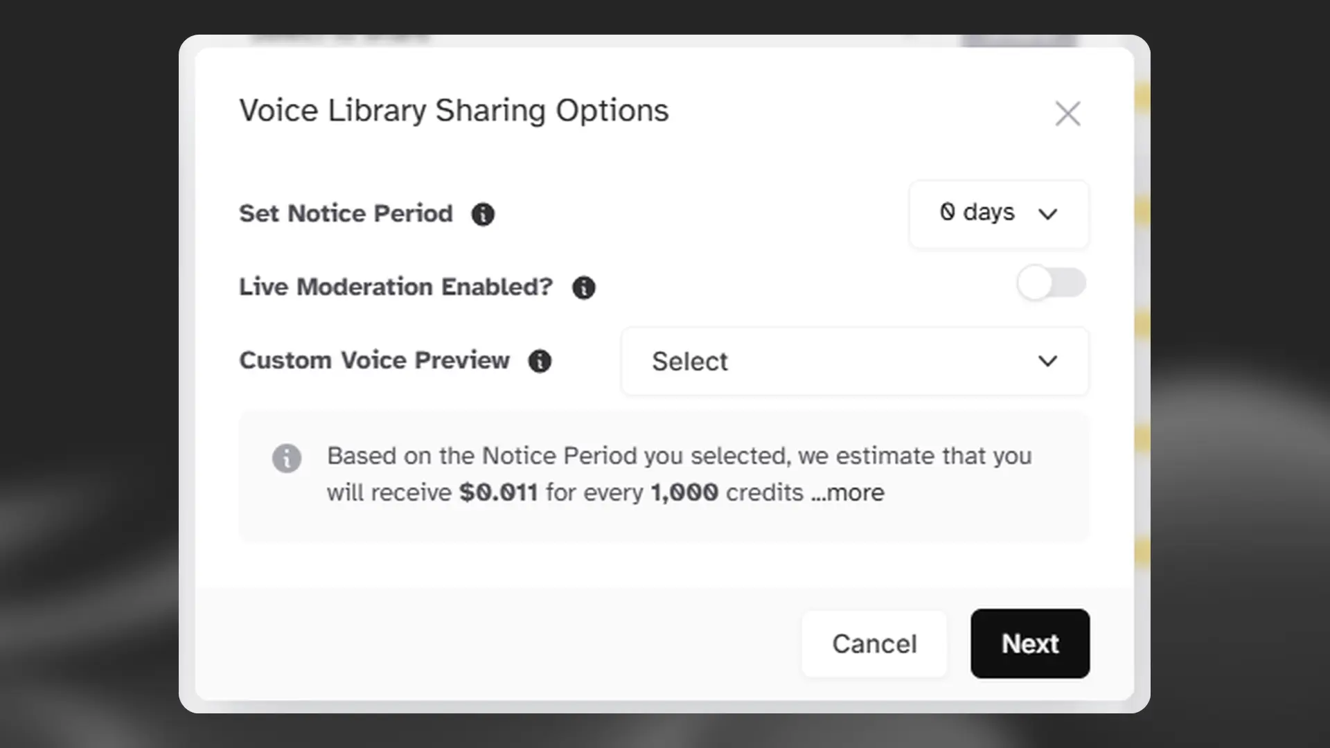 Voice sharing options