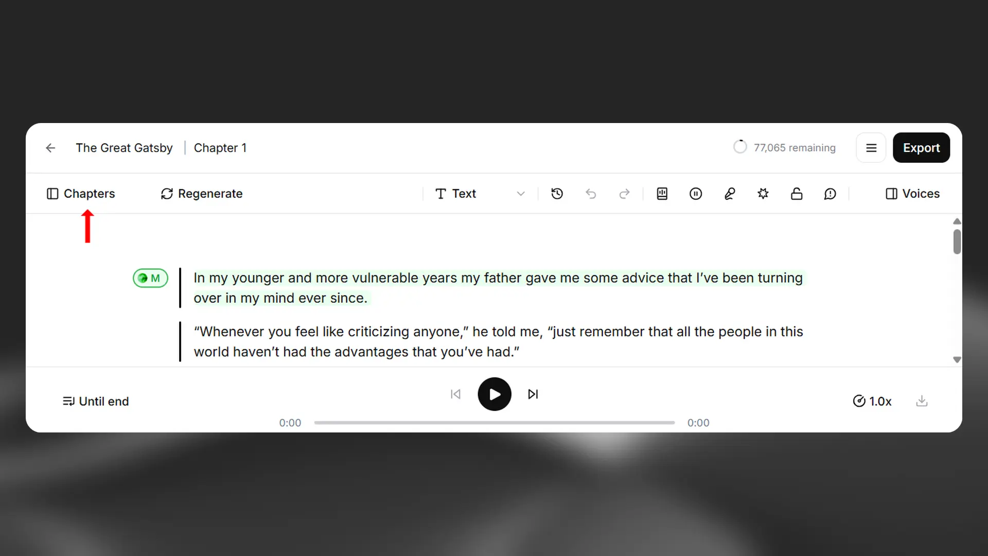 Chapters sidebar