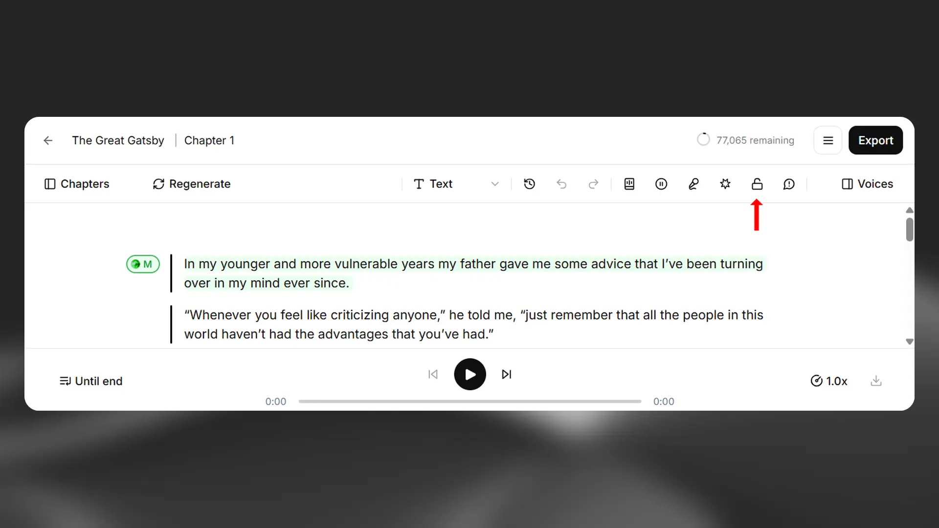 Lock paragraph Button