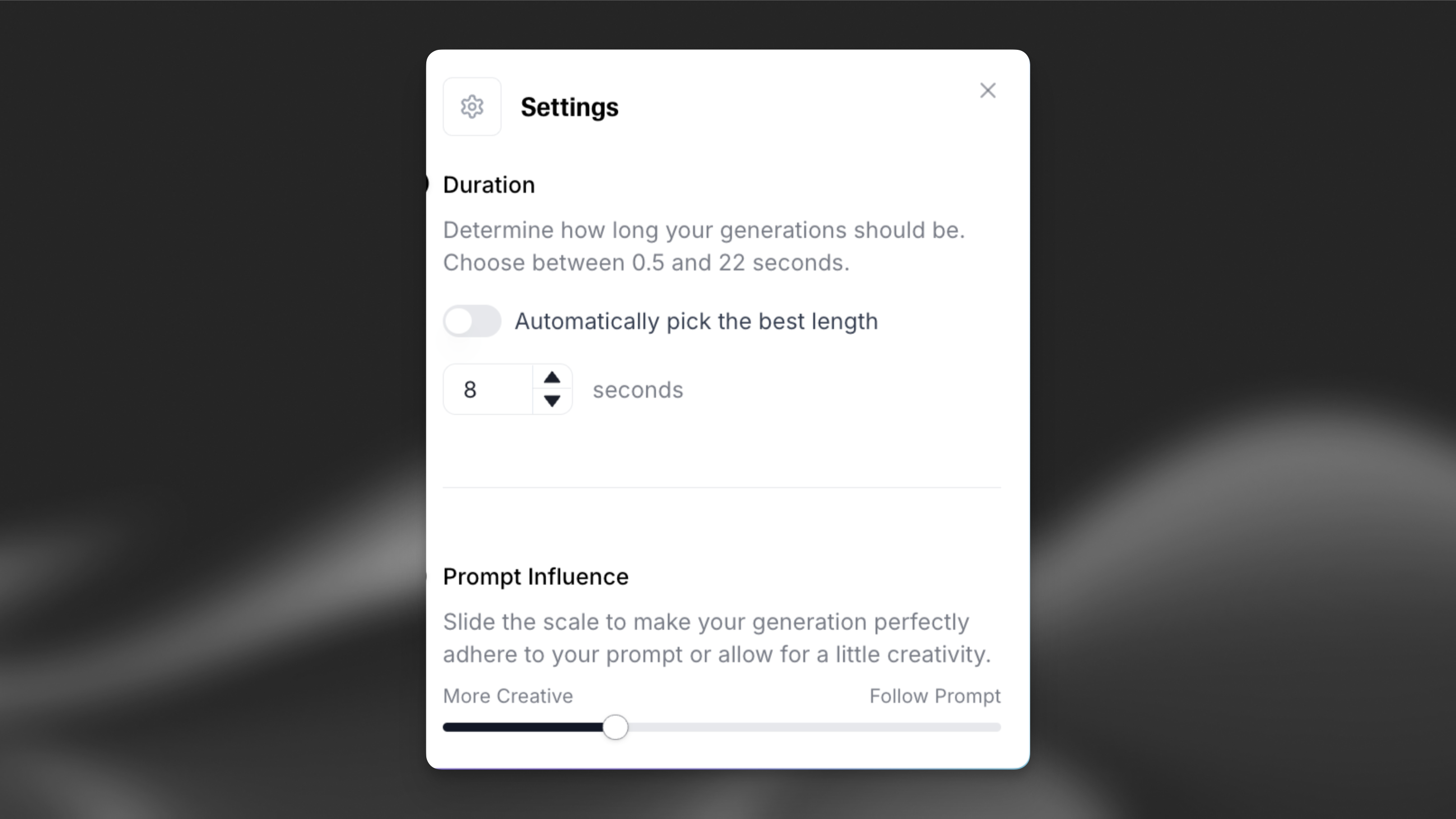 Sound effects settings