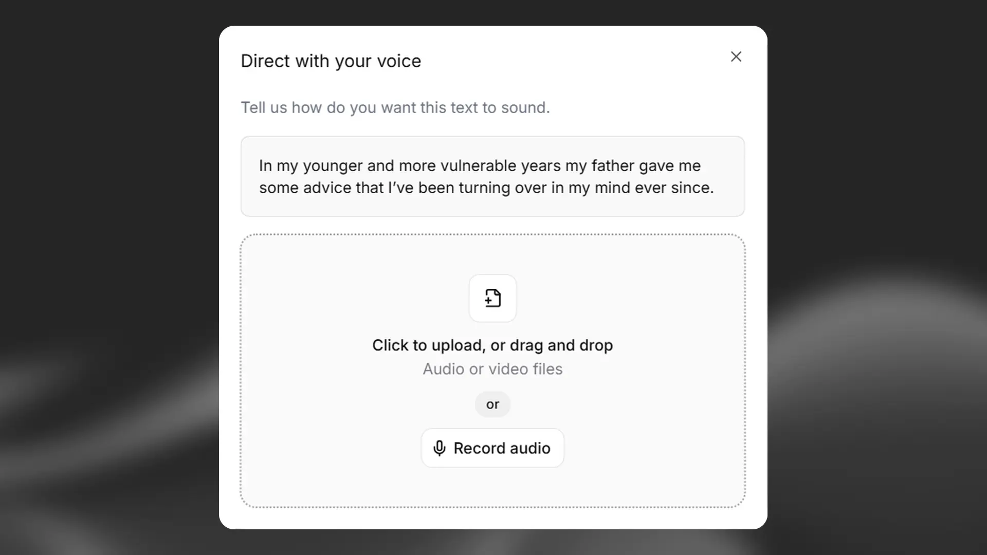 Actor Mode pop-up