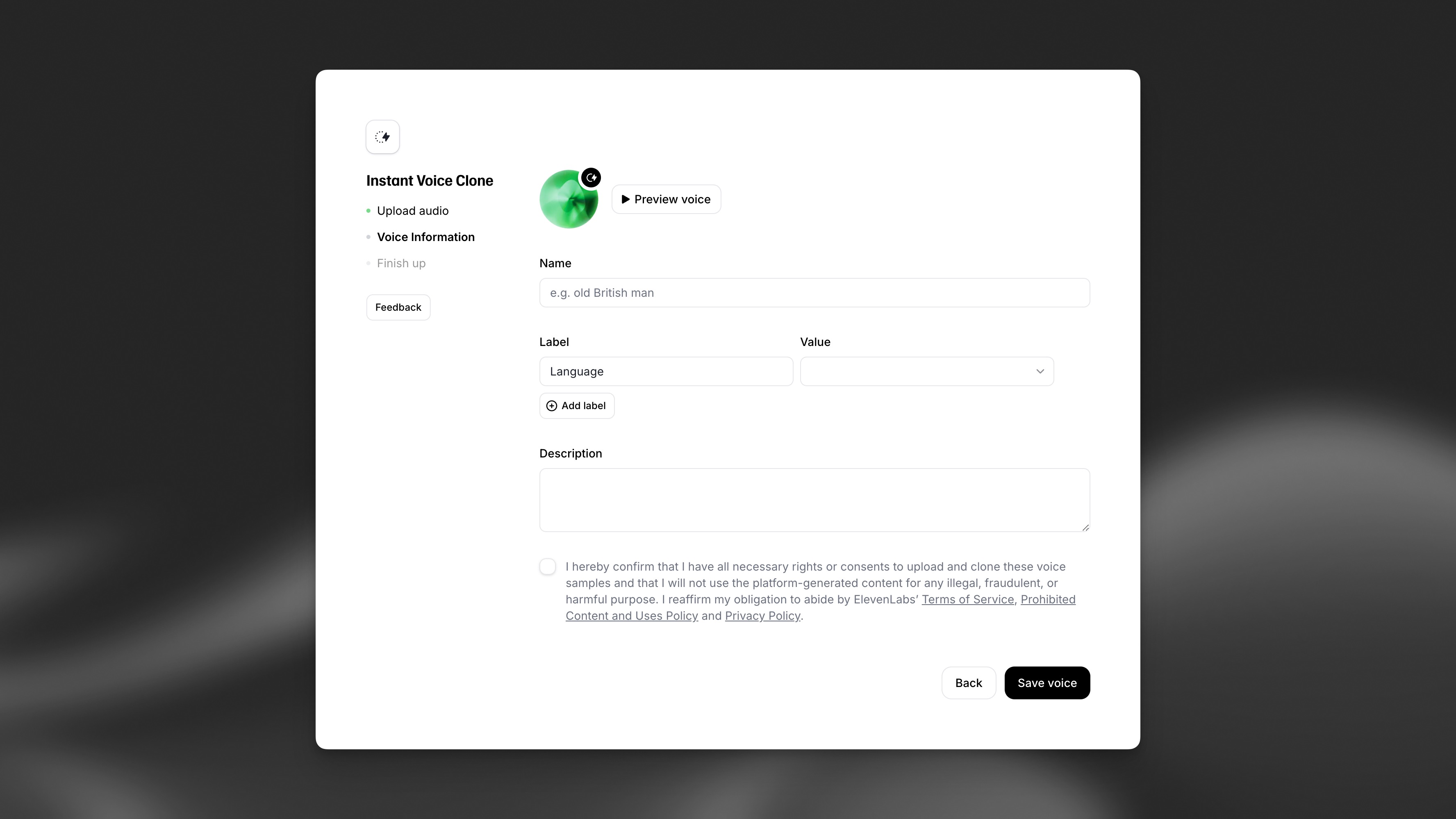Voice cloning IVC modal