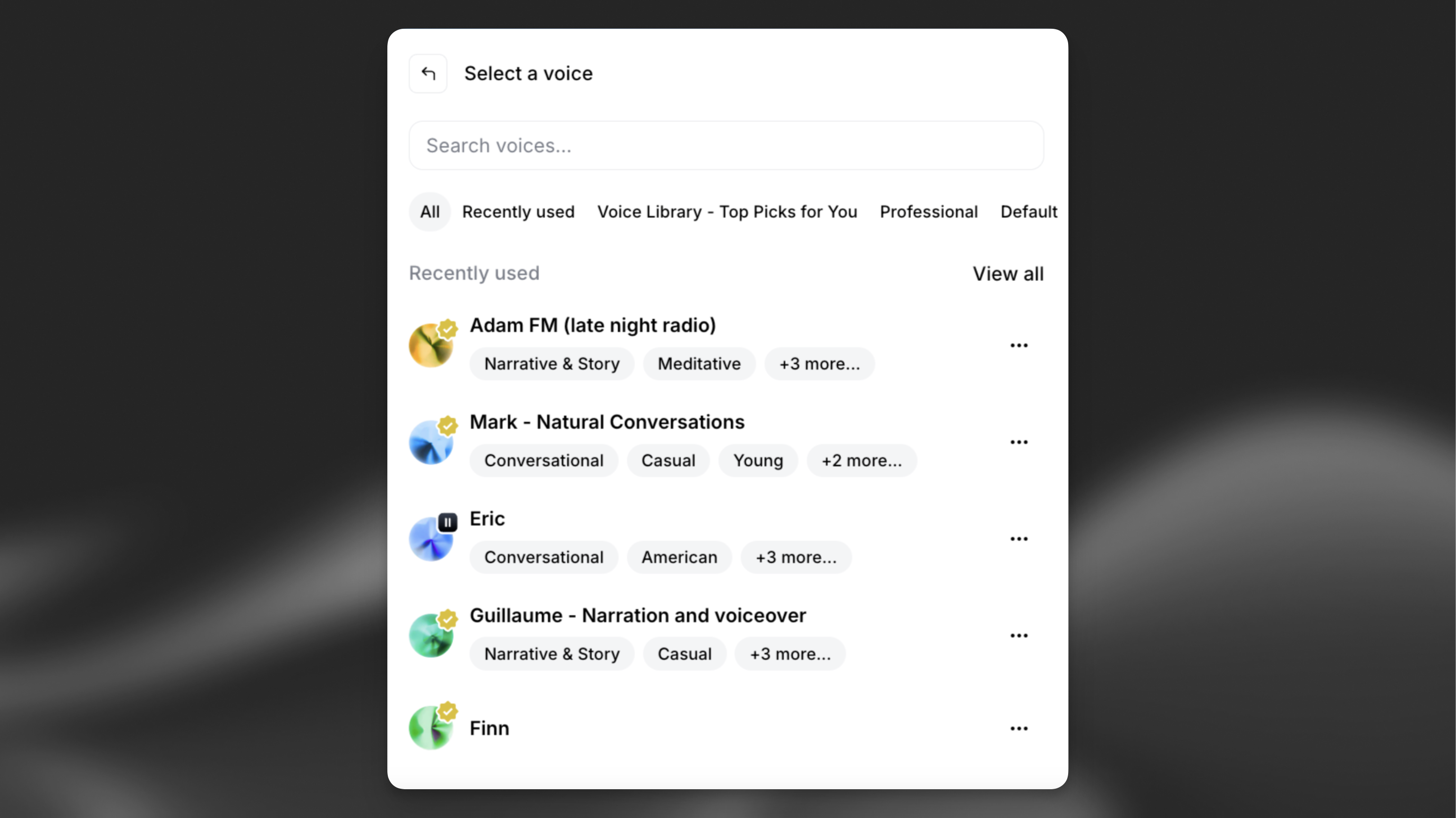 Text to Speech voice
selection