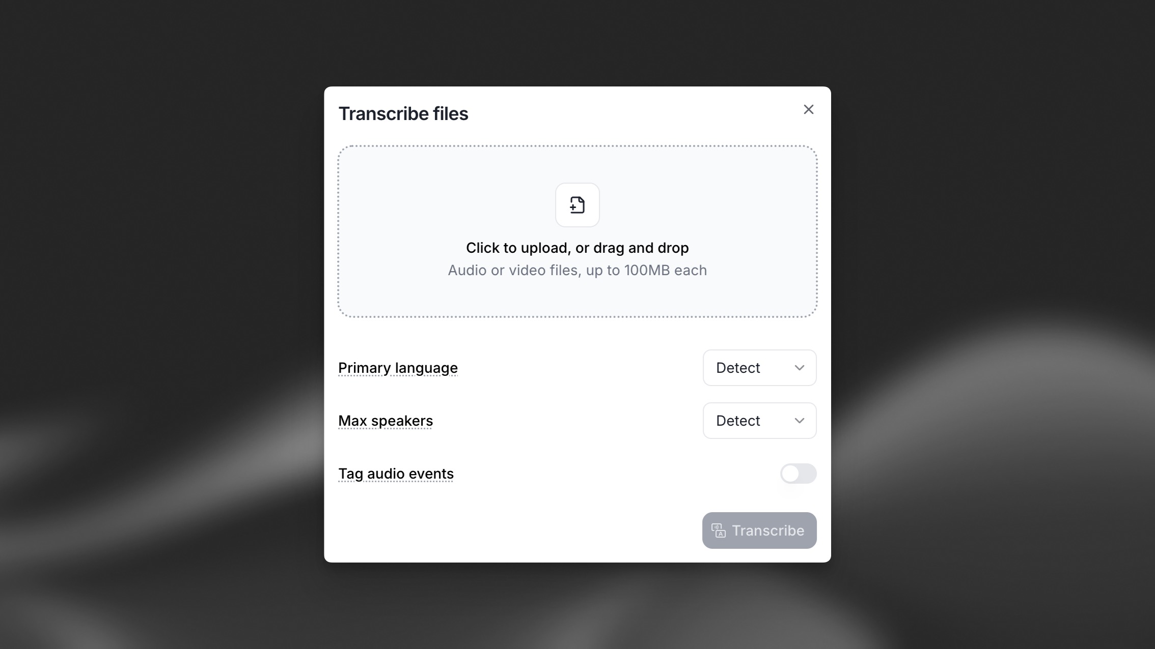 Speech to Text upload