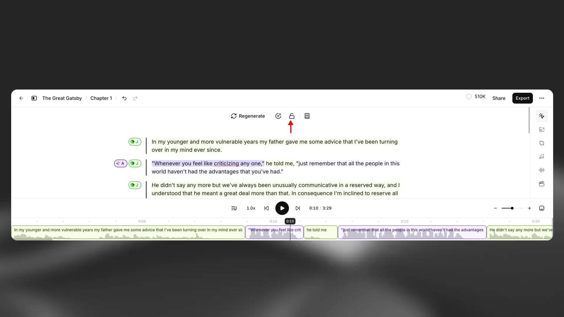 Lock paragraph Button