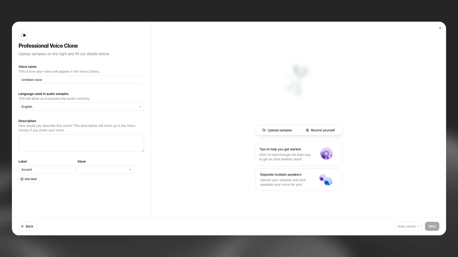 Create a new Professional Voice Clone