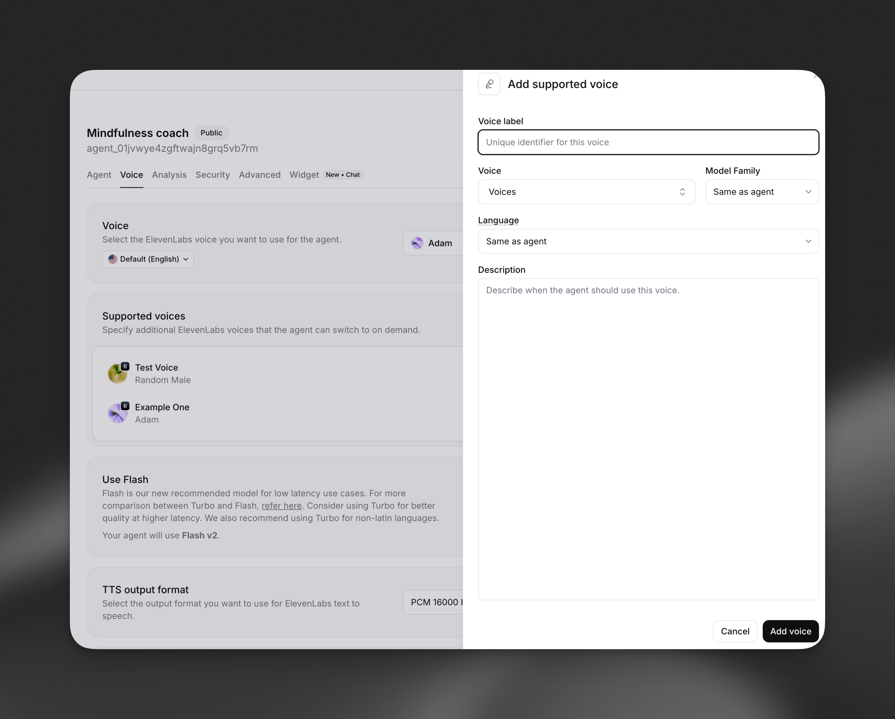 Multi-voice configuration interface
