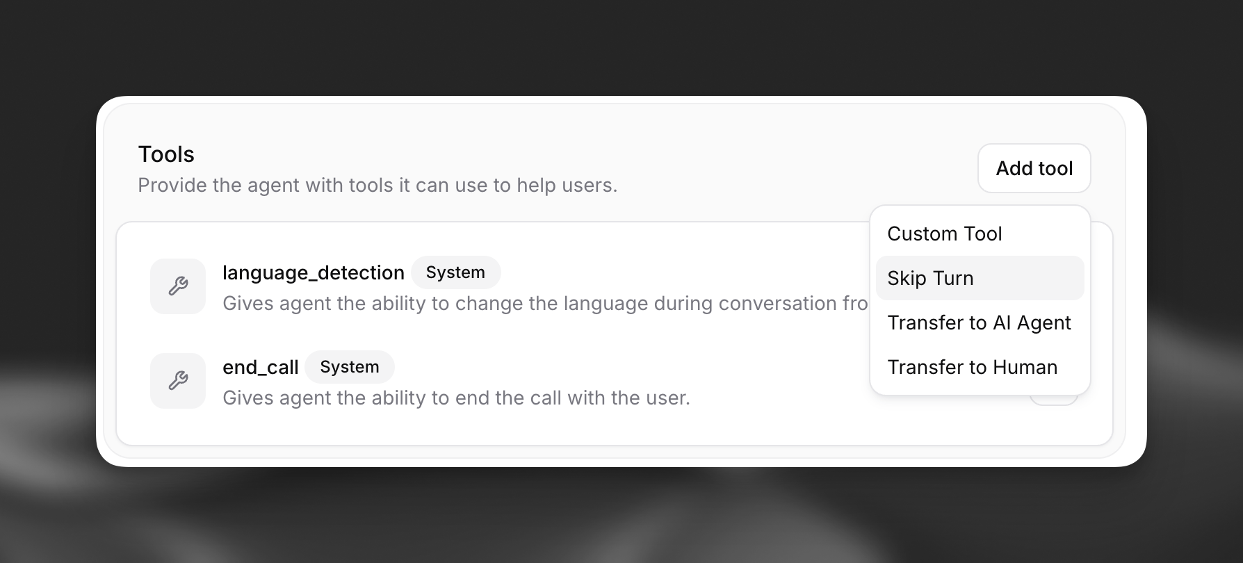 Add Skip Turn Tool Option