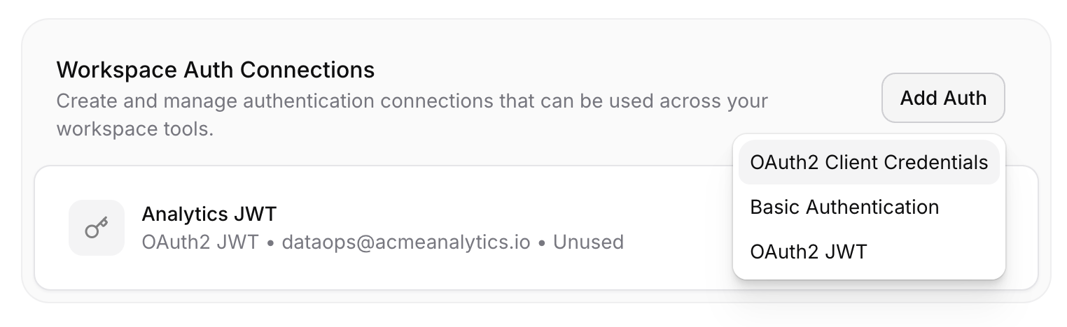 Workspace Auth Connection
