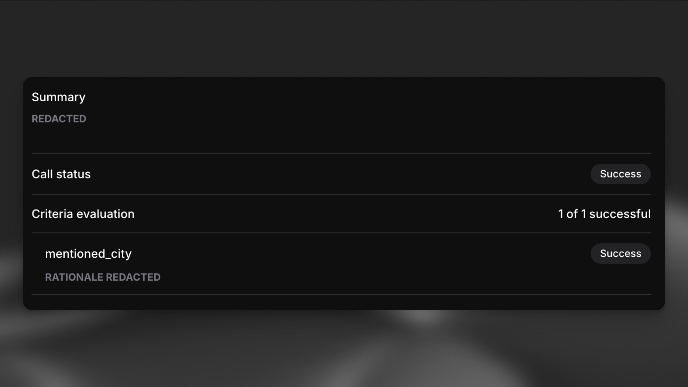 Redacted conversation analysis showing HIPAA compliance in
action