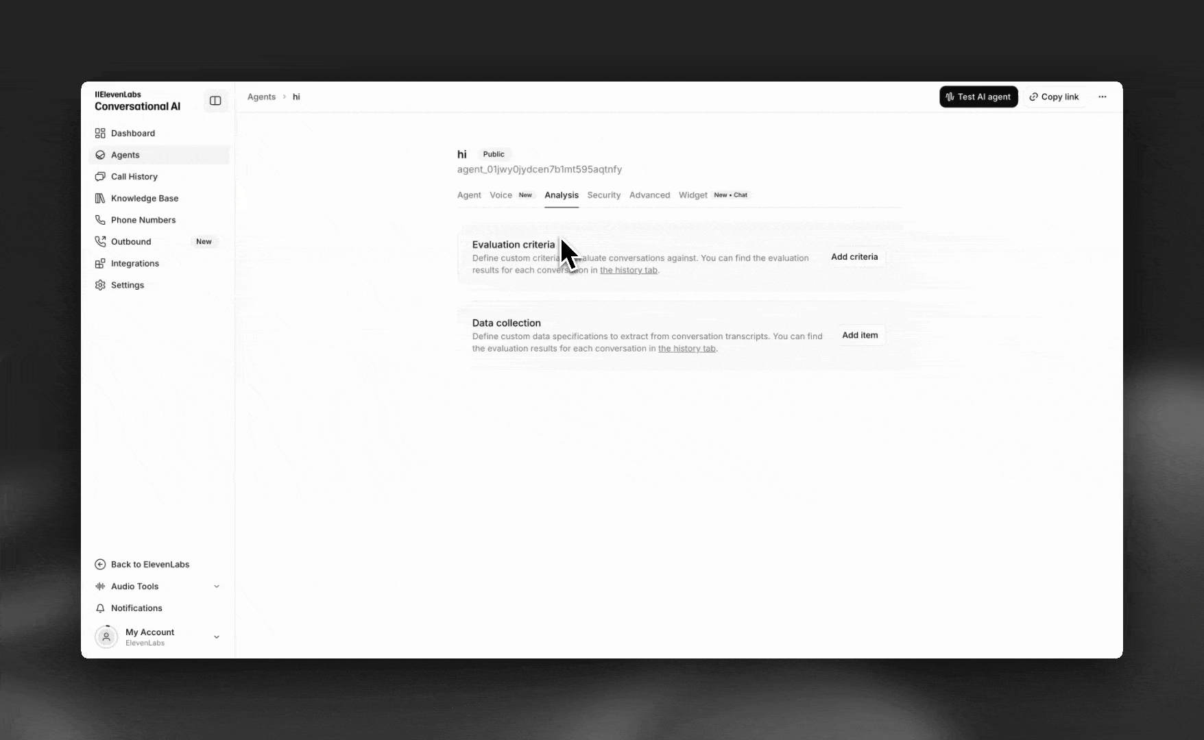 Setting up evaluation criteria