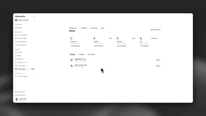 Productions Export Dub