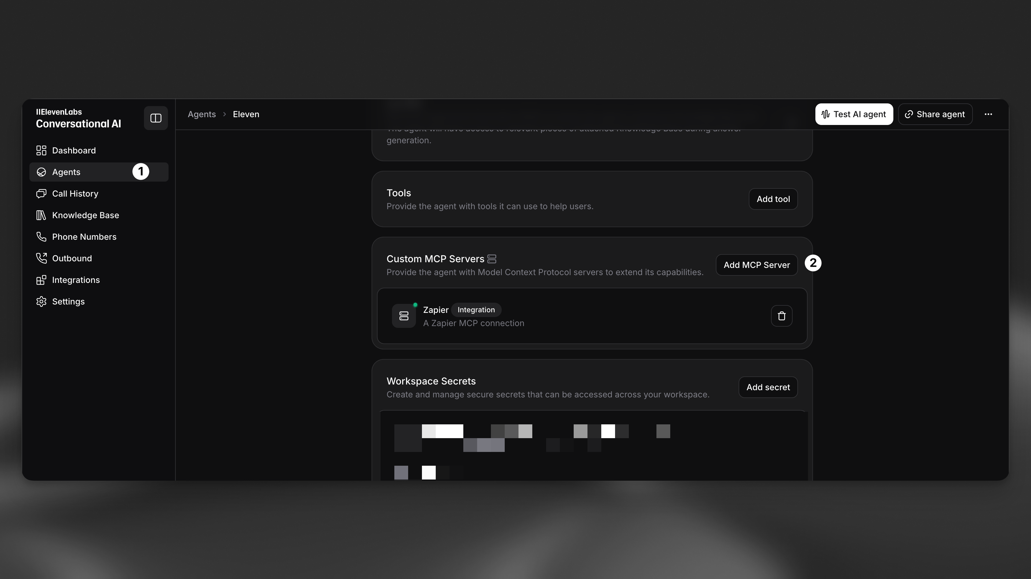 Adding the MCP server to an agent