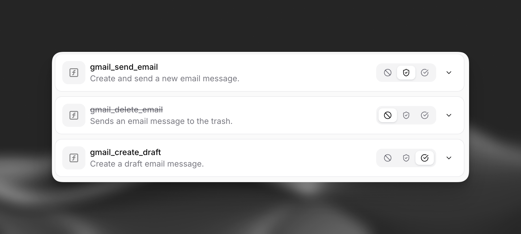 Fine-grained tool approval
settings