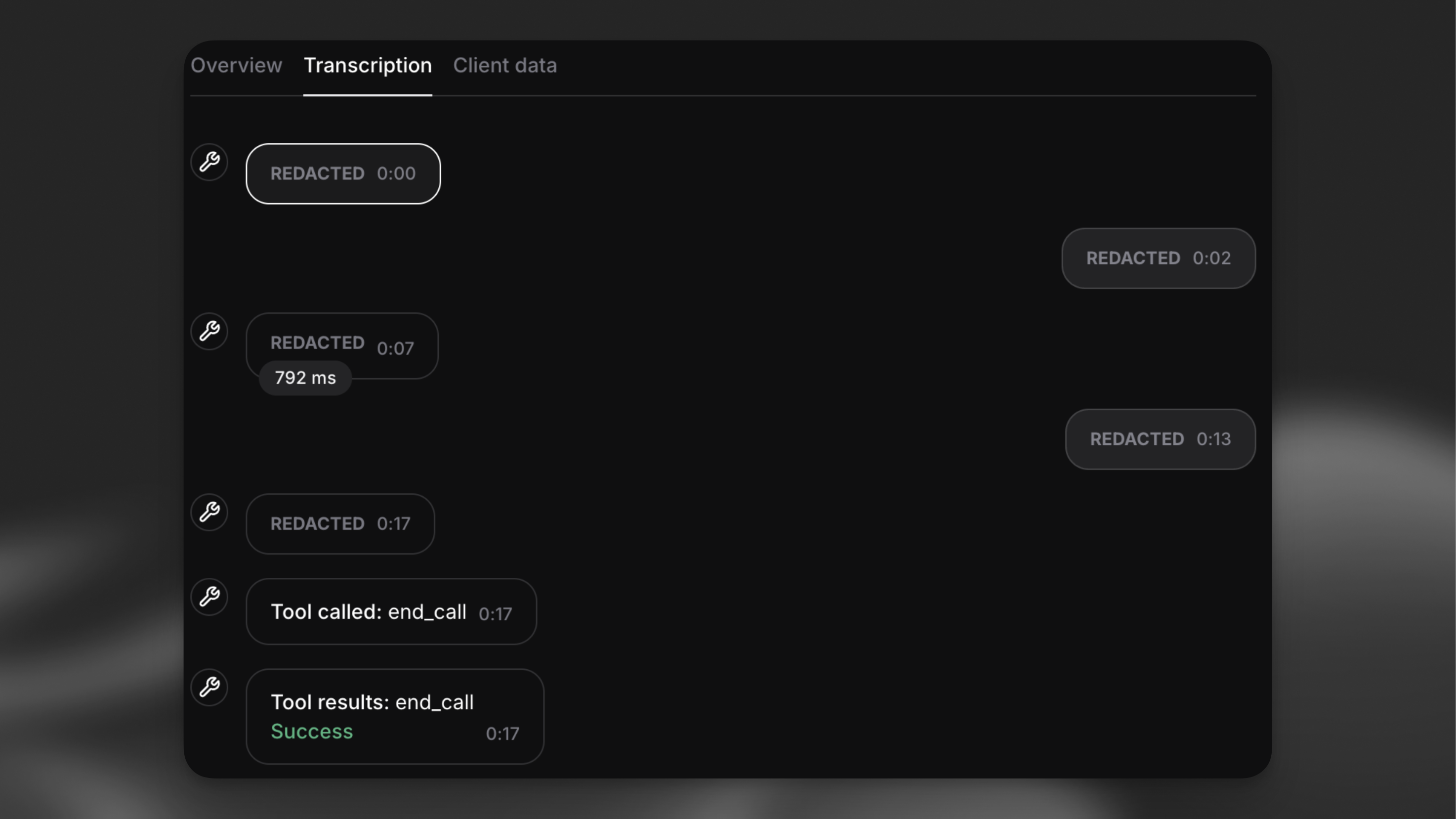 Redacted conversation history showing Zero Retention Mode in
action