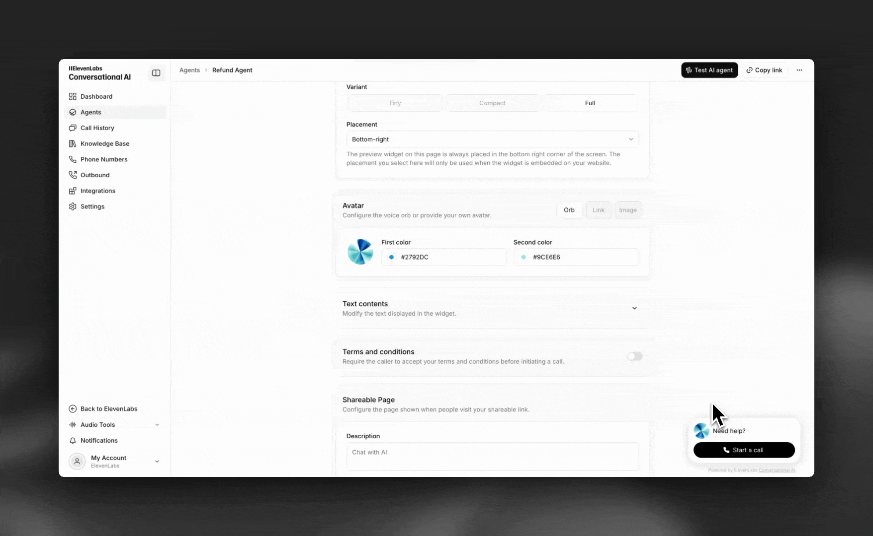 Widget text contents