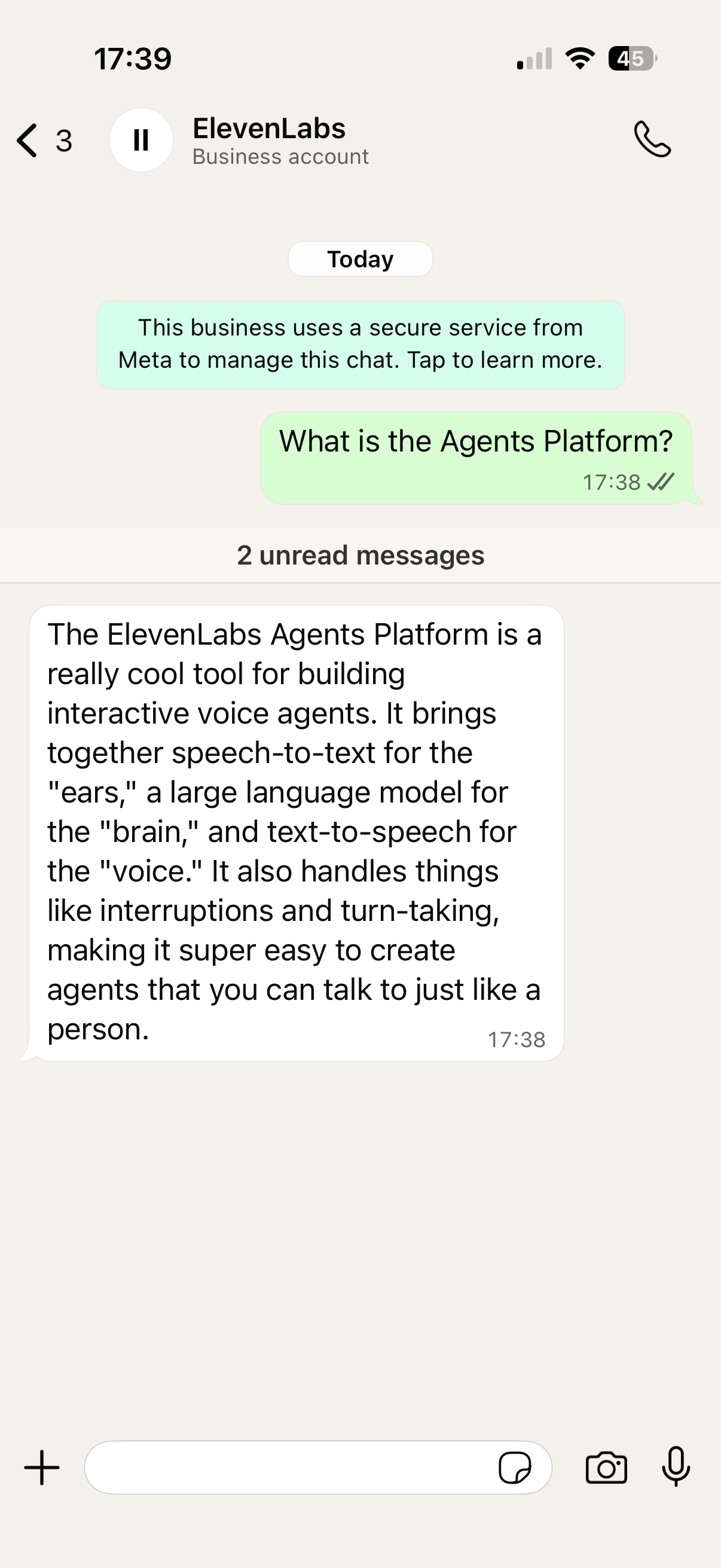 WhatsApp text conversation