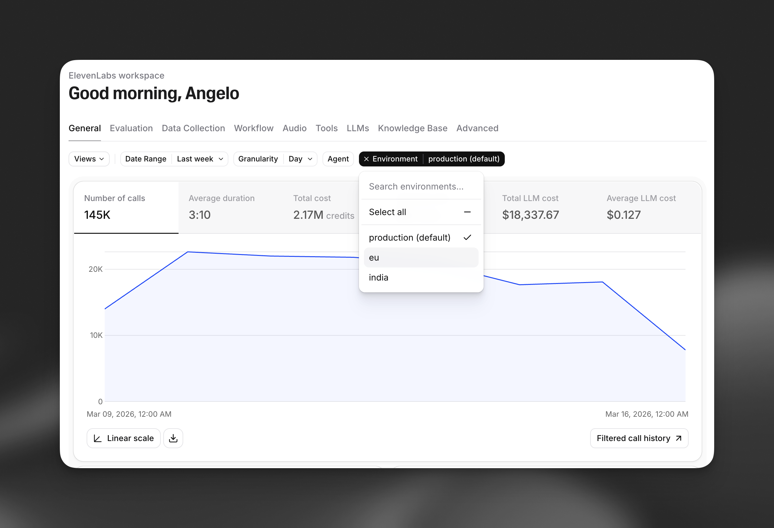 Filter analytics by environment