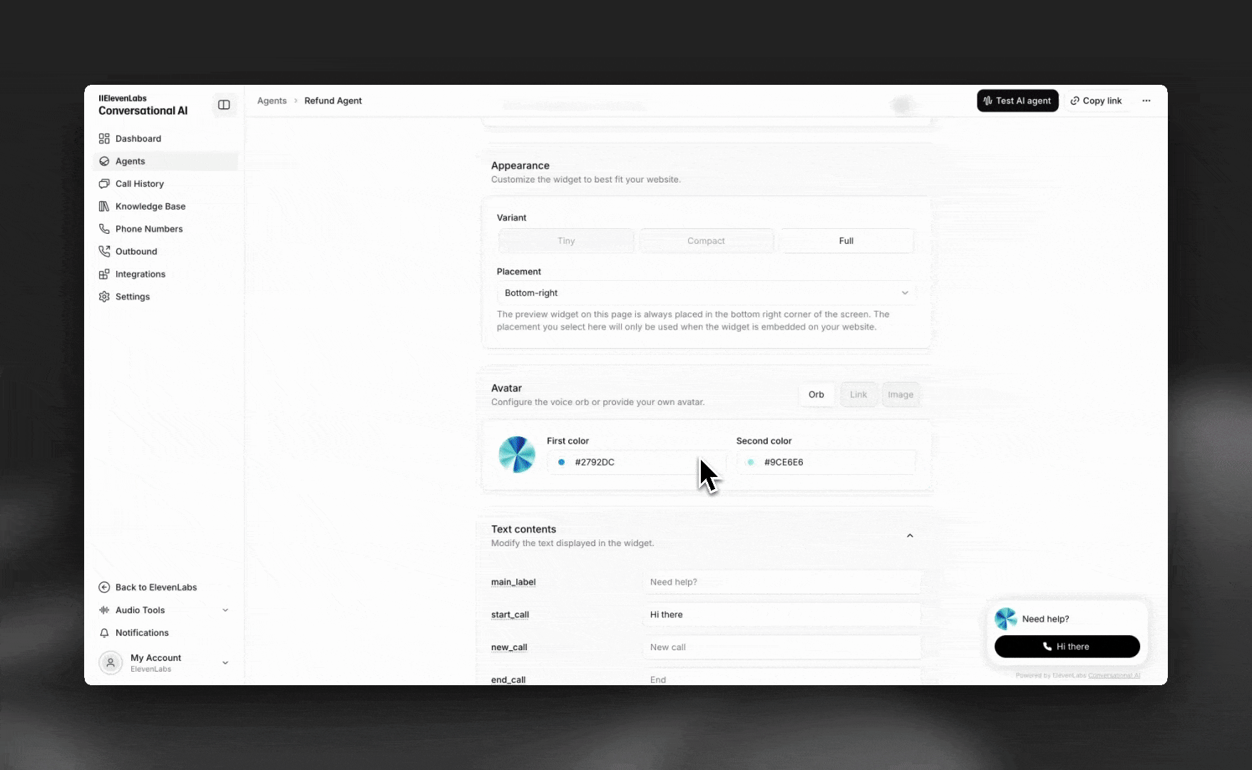 Widget orb customization