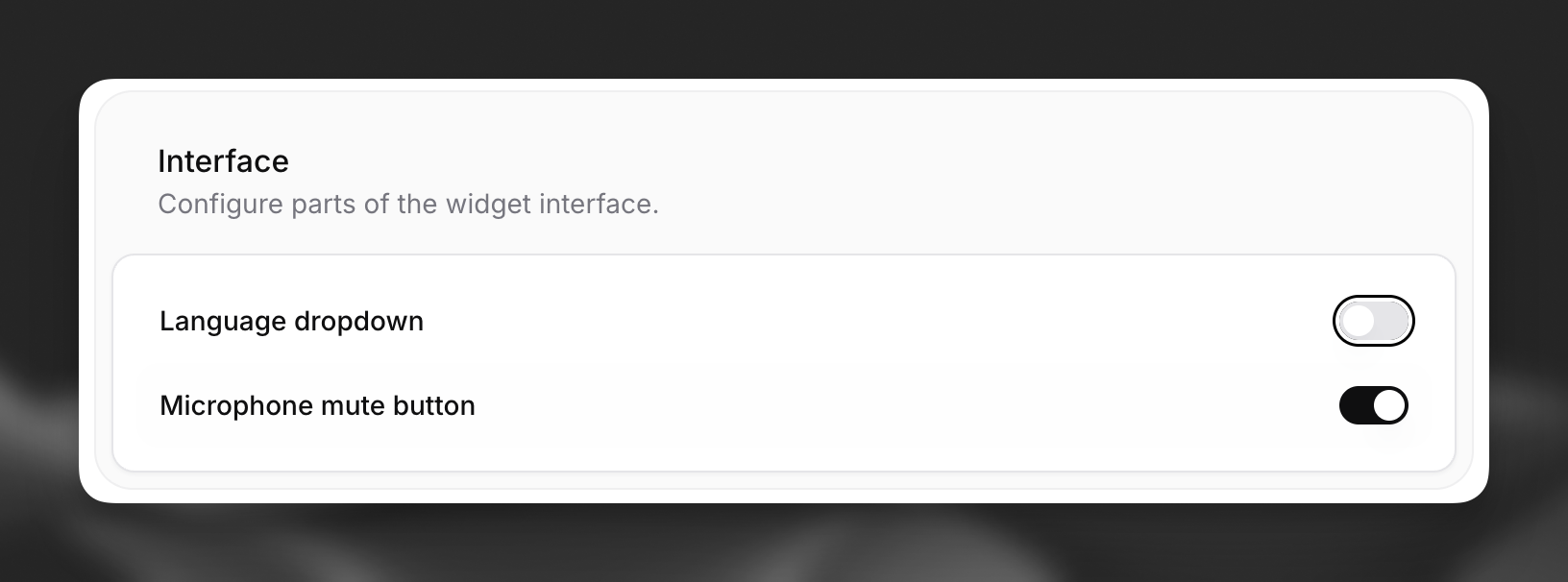 Widget's mute button