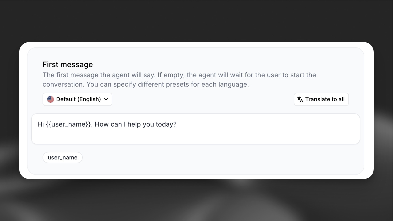 Dynamic variables in messages