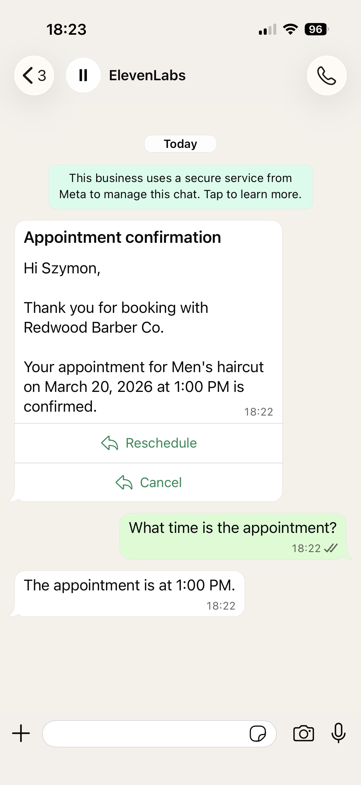 WhatsApp text conversation