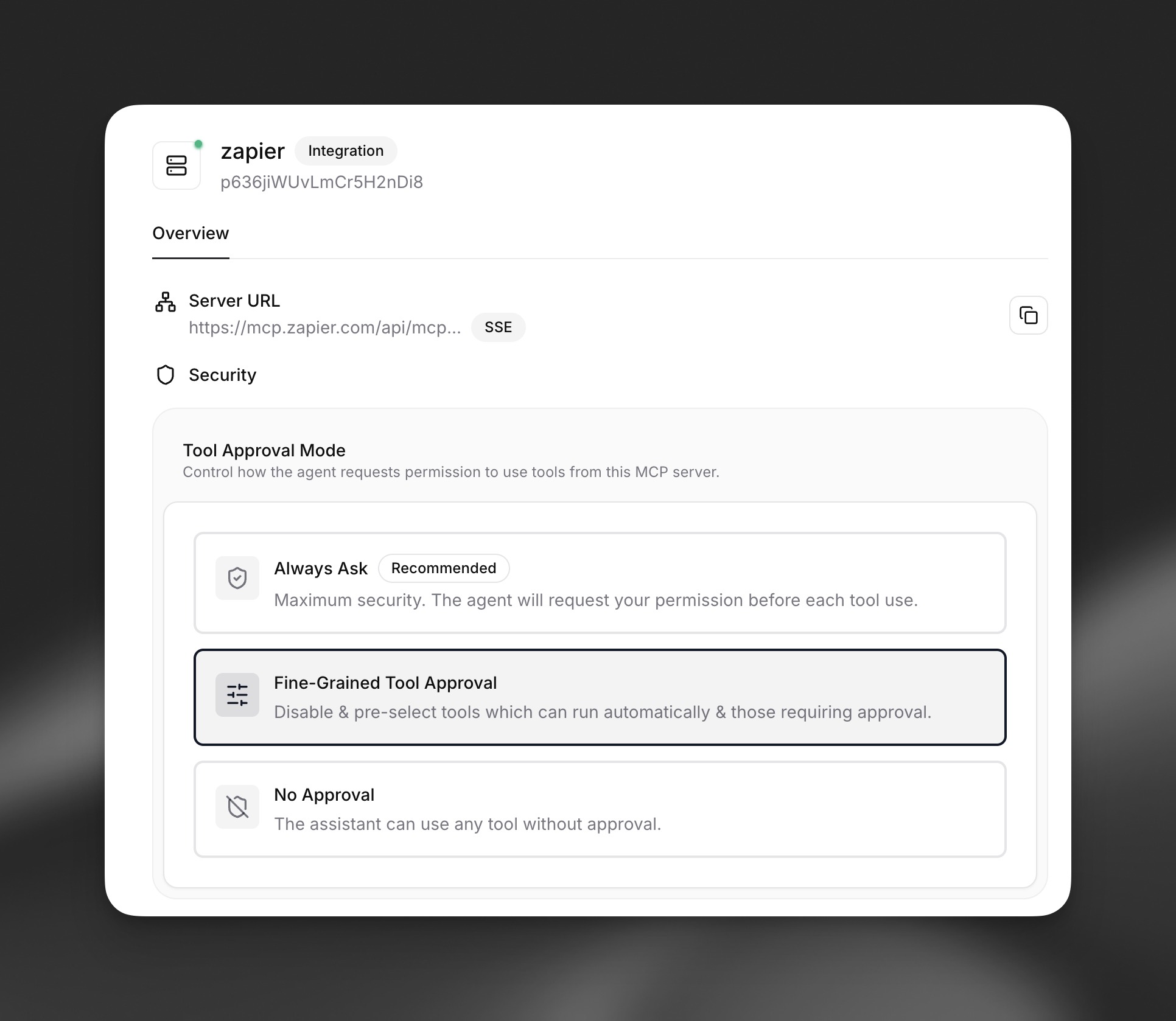 Tool approval mode settings