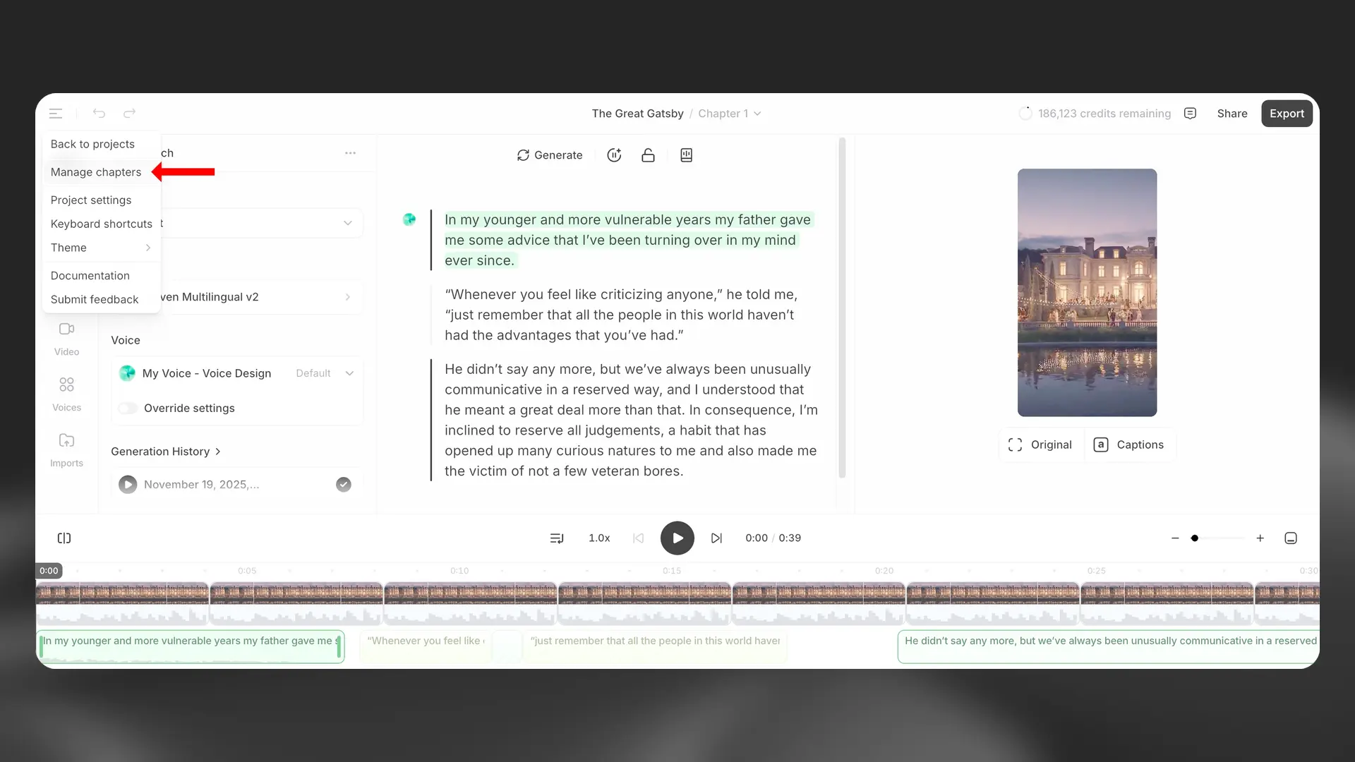Studio chapters toggle