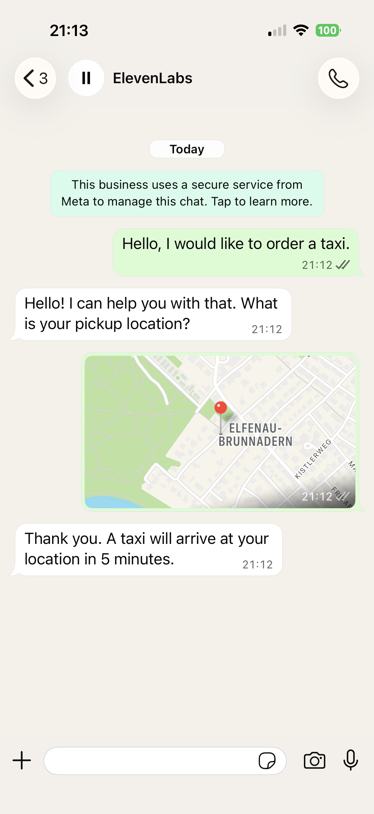 WhatsApp location conversation