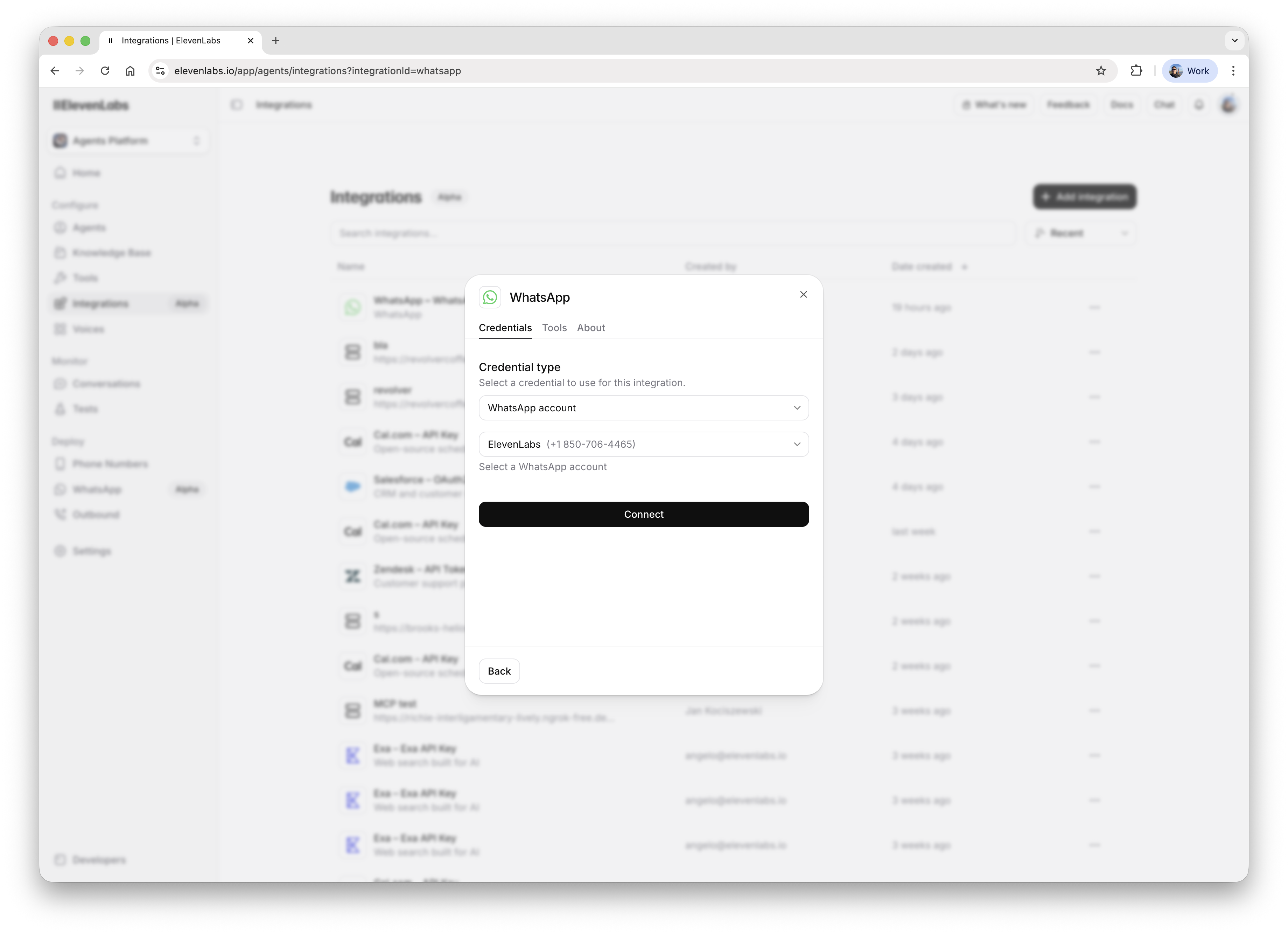 WhatsApp integration