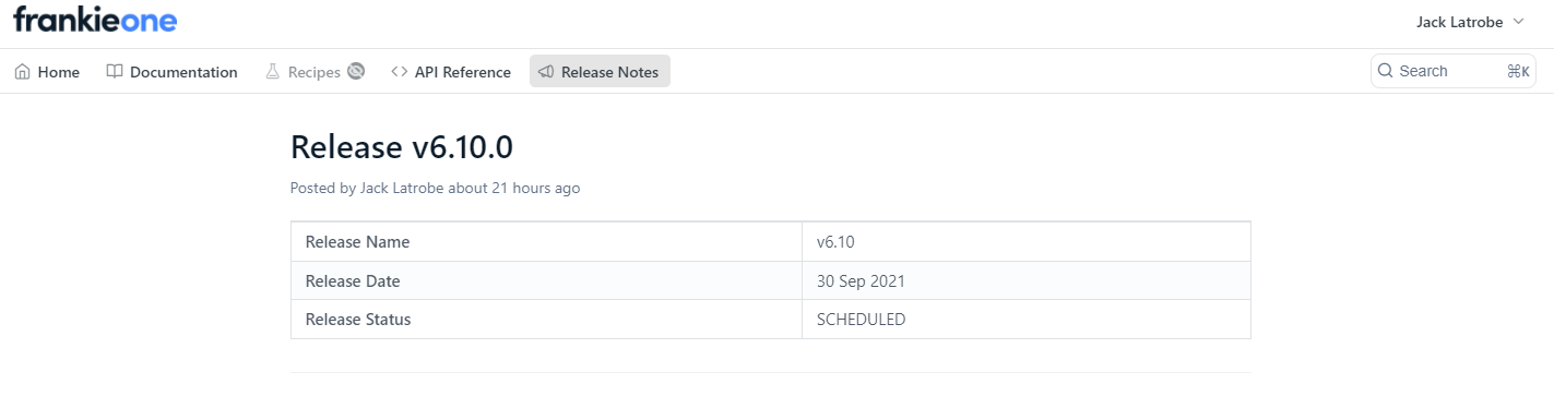 Sample photo of Release Notes