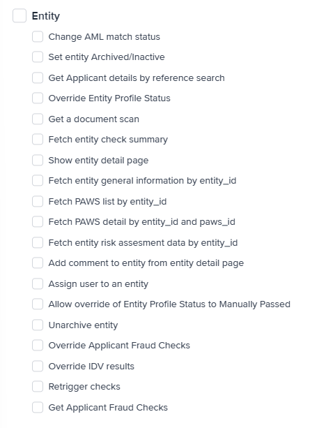 Entity permissions.