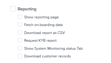 Reporting options.