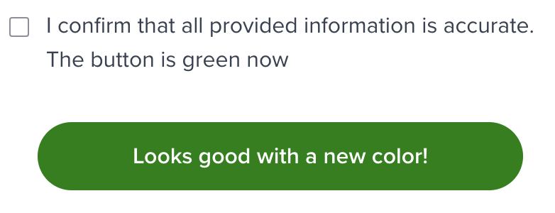 overridden checkbox text and button