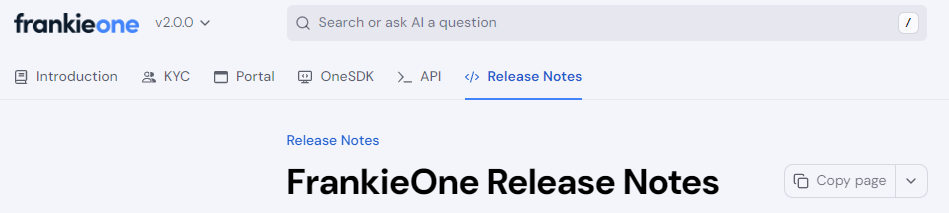 Sample image of Release Notes
