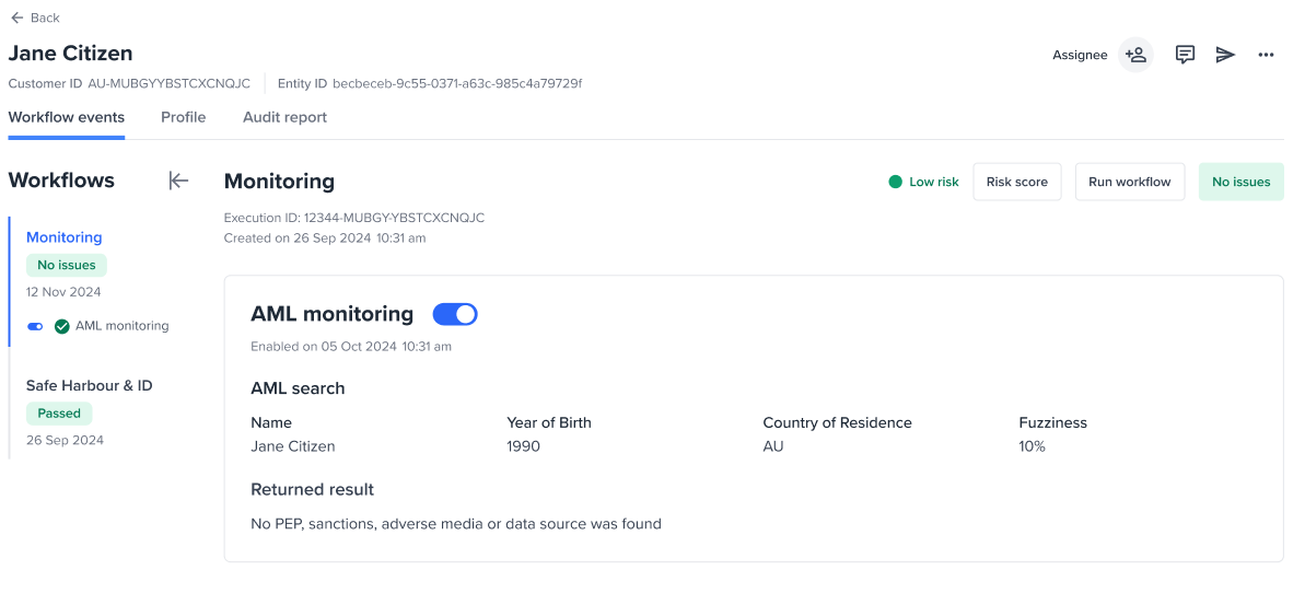 Workflow has ran and found no issues.