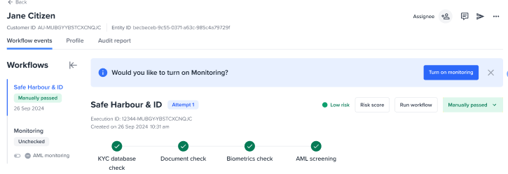 A banner is displayed suggesting monitoring can be toggled on.