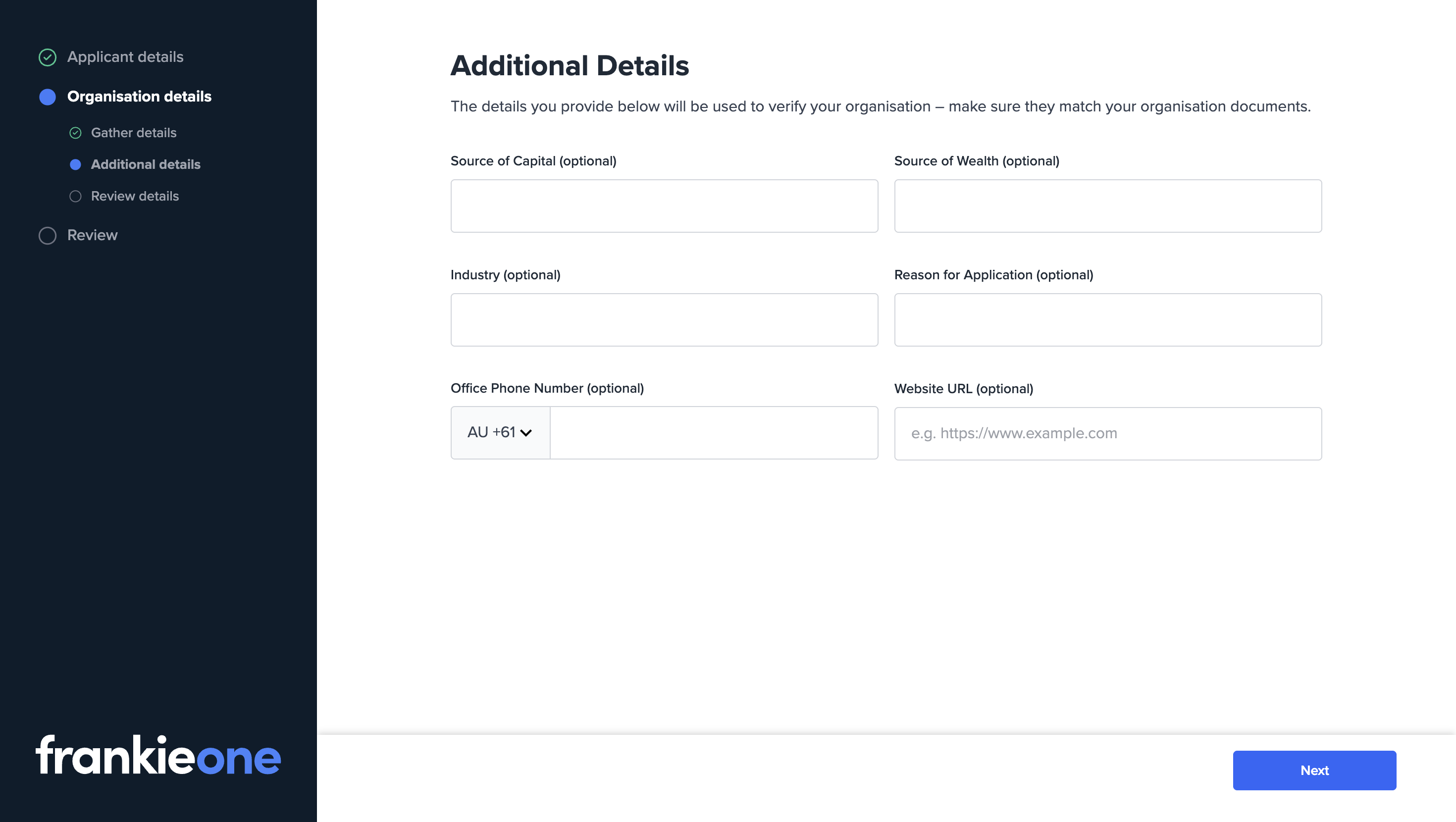 Additional details page