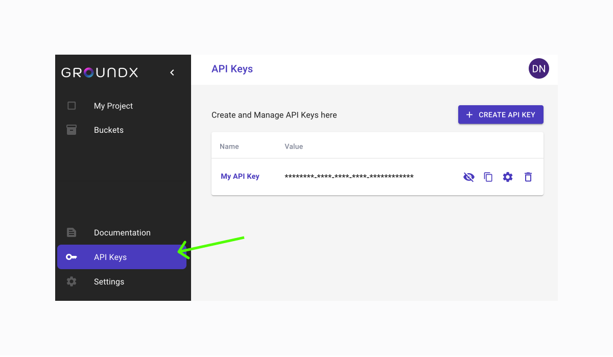 Navigate to API Keys Navigate to API Keys