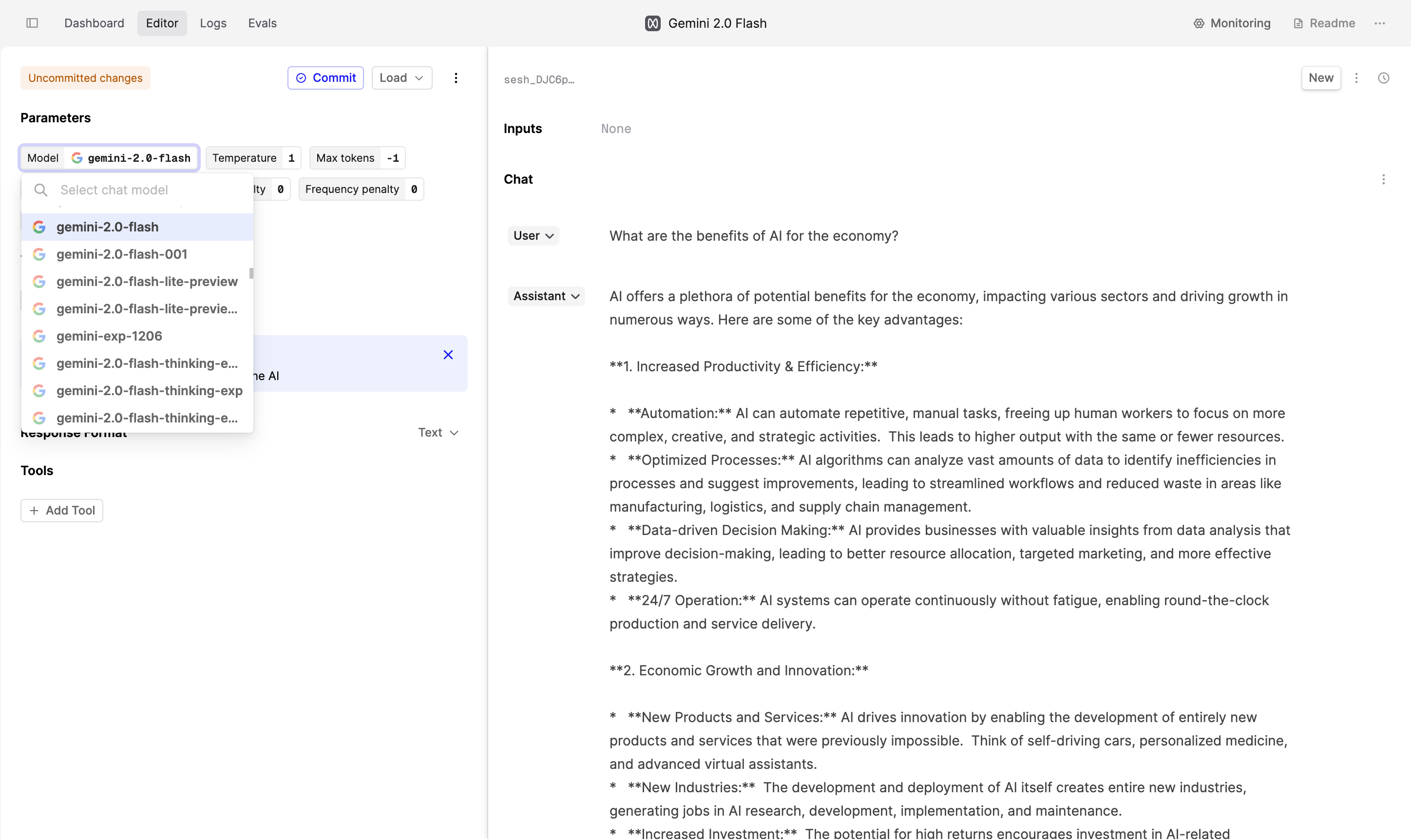 Screenshot showing reasoning effort in the Editor