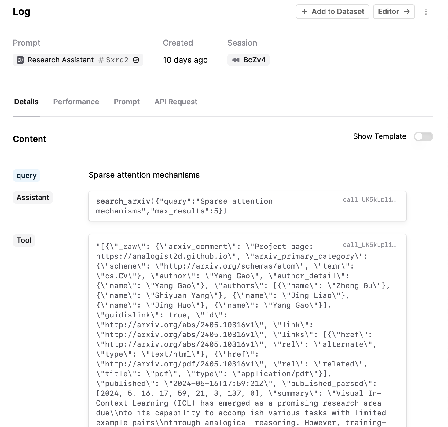 An example Log